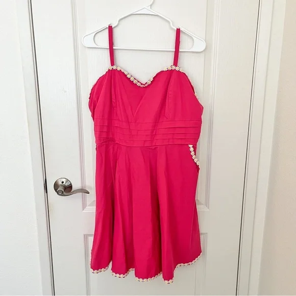 Unique Vintage Hot Pink Daisy Dress - Picture 3 of 5